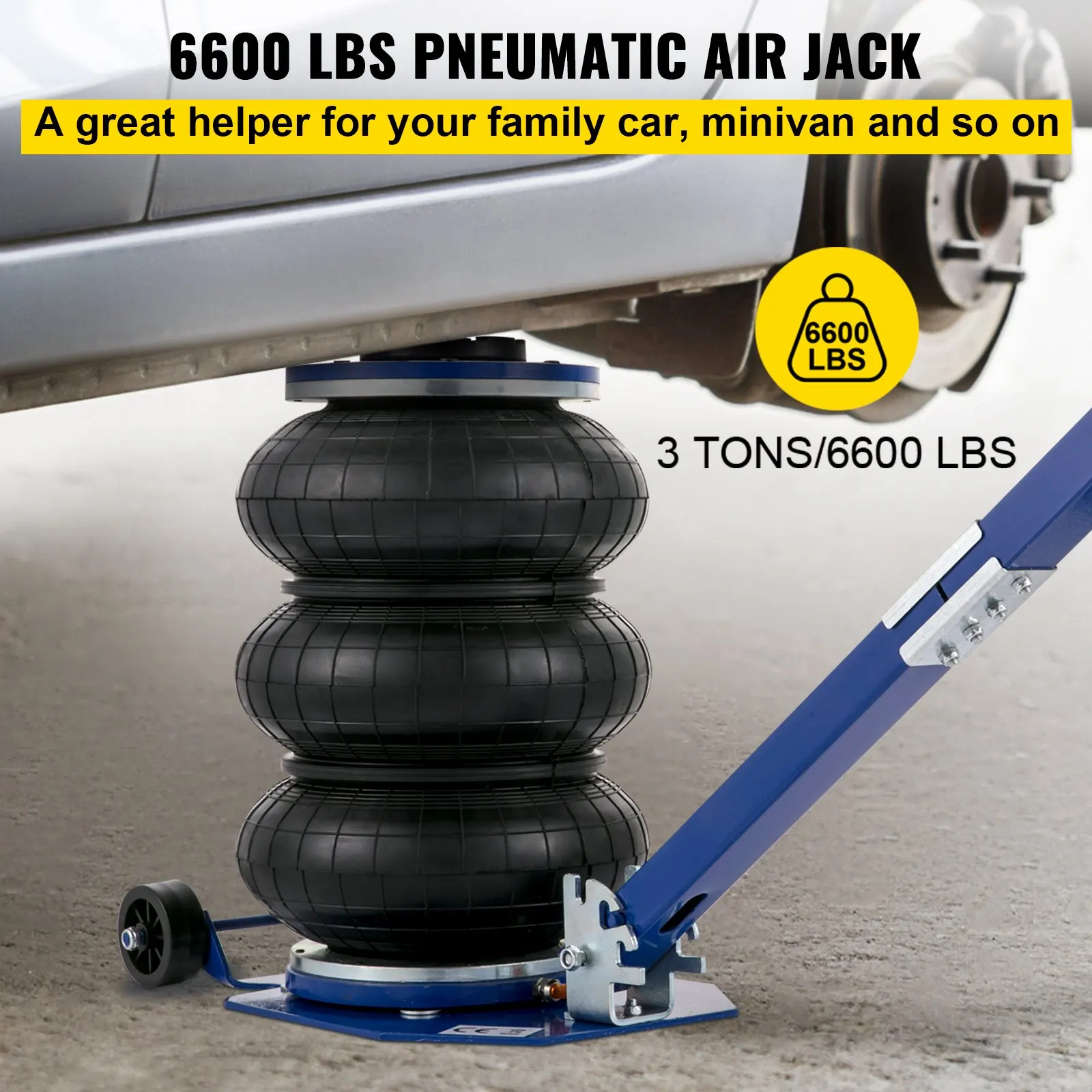 Saco de ar jack 6600lbs capacidade pneumática jack elevador rápido 3t reparação carro jacks e plugues chão haste dobrável levantamento rápido saco triplo - Image 2
