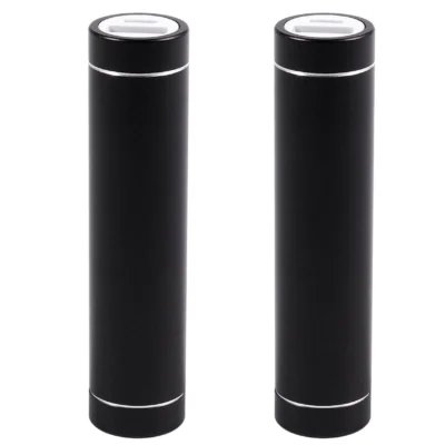 Banco de energia USB externo portátil, Carregador de bateria para celular, Caixa preta sem bateria, 2600mAh, 2 pcs