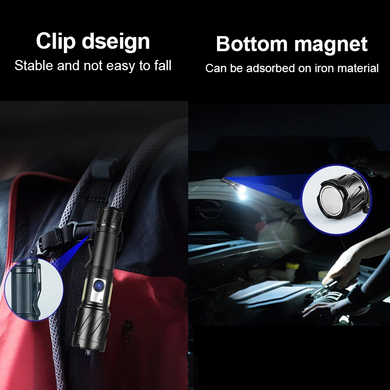 Lanterna LED XHP360 de Super Alta Potência Recarregável, Lanterna Tática de Longo Alcance 3 KM, Lanterna para Camping - Image 4
