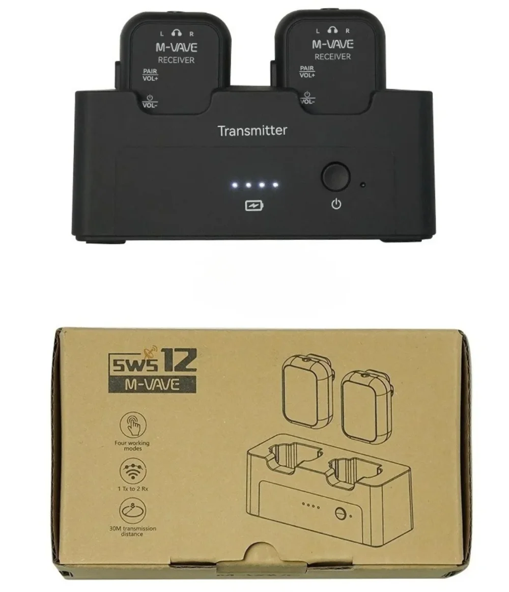 M-VAVE WP-12 2.4g sem fio fone de ouvido monitor sistema áudio transmissão estéreo mono gravador recarregável transmissor receptor - Image 6