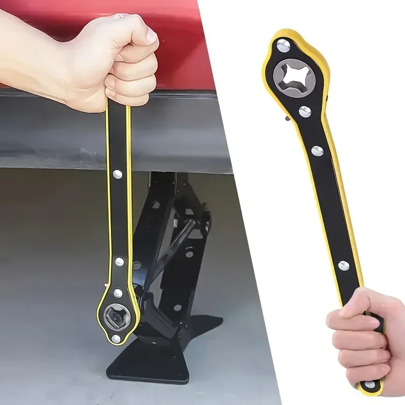 Chave de catraca para economia de trabalho, cabo longo para carro, tesoura, talão 360 ° Roda de pneu de garagem com botão dianteiro e reverso para motocicleta - Image 2