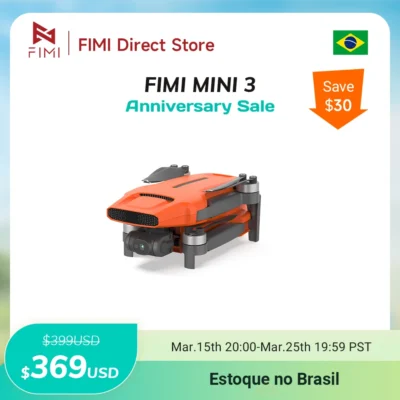 Drone FIMI MINI 3 dobrável 4K profissional para adultos com câmera 60fps, Gimbal de 3 Eixos, 245g, 9km HD, Transmissão GPS, Retorno Automático