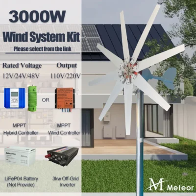 Gerador de Turbina Eólica de 3000W de Alta Eficiência com Carregador MPPT Gratuito, Saída 12/24/48V para Alimentação de Eletrodomésticos 220V/230V