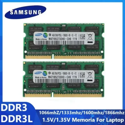 Memória SAMSUNG DDR3 DDR3L Laptop Ram SODIMM Memoria 2GB 4GB 8GB 1066 1600MHz 1866MHz Notebook de alto desempenho Memoria 1.35/1.5V