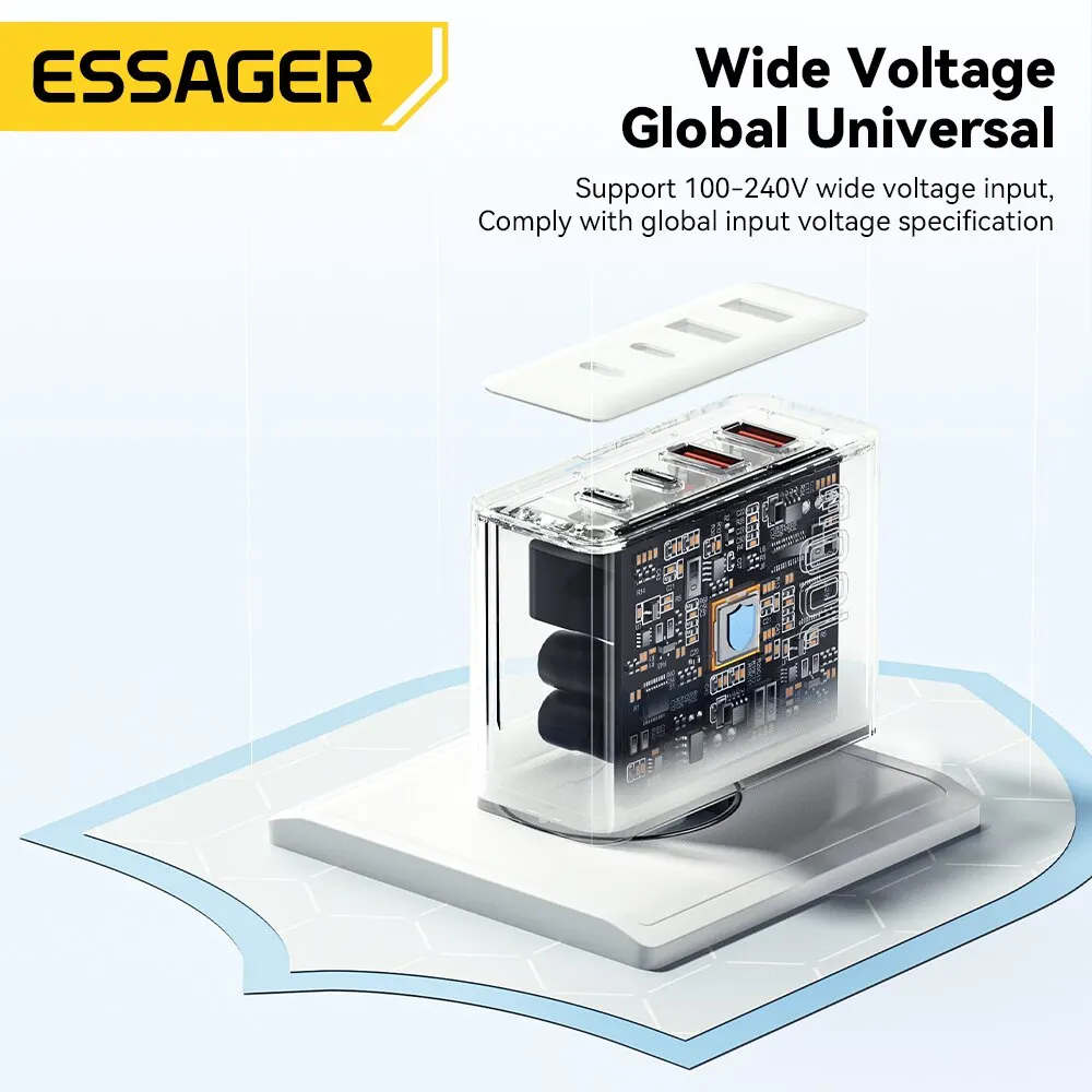 Essager 100W GaN USB Tipo C Carregador PD QC Carga Rápida 4.0 3.0 Tipo C Ricarica Rapida Por iPhone 14 13 12 Xiaomi Macbook - Image 6
