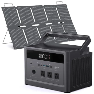 Gerador Solar com Painéis Inclusos, Estação de Energia Portátil de 1200W com Bateria LiFePO4 de 576Wh, USB-C de 100W com AC