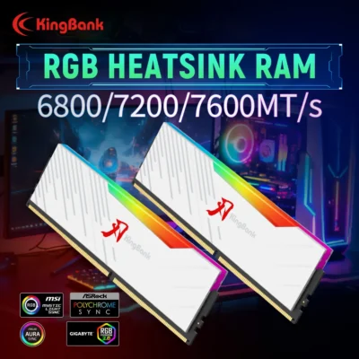 Kit de Memória DDR5 RGB KINGBANK SOARBLADE Série KRRW 32GB (16GBx2) 6800 7200 7600 MHz Alta Frequência com Hynix A Die