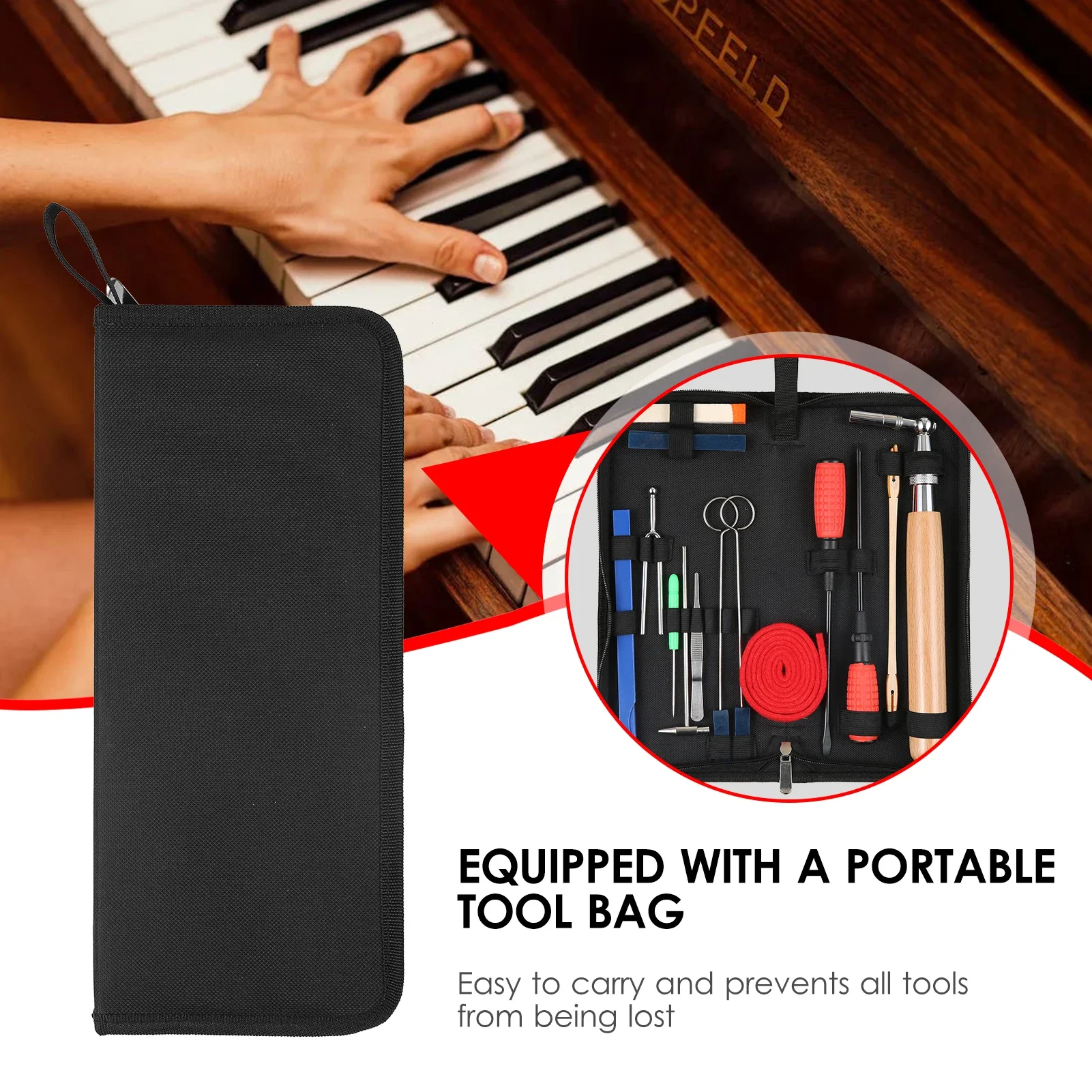 16 pçs kit de afinação de piano profissional conjunto de ferramentas de afinação com saco de ferramentas portátil para estudante aprendiz casa prática desempenho gg - Image 5