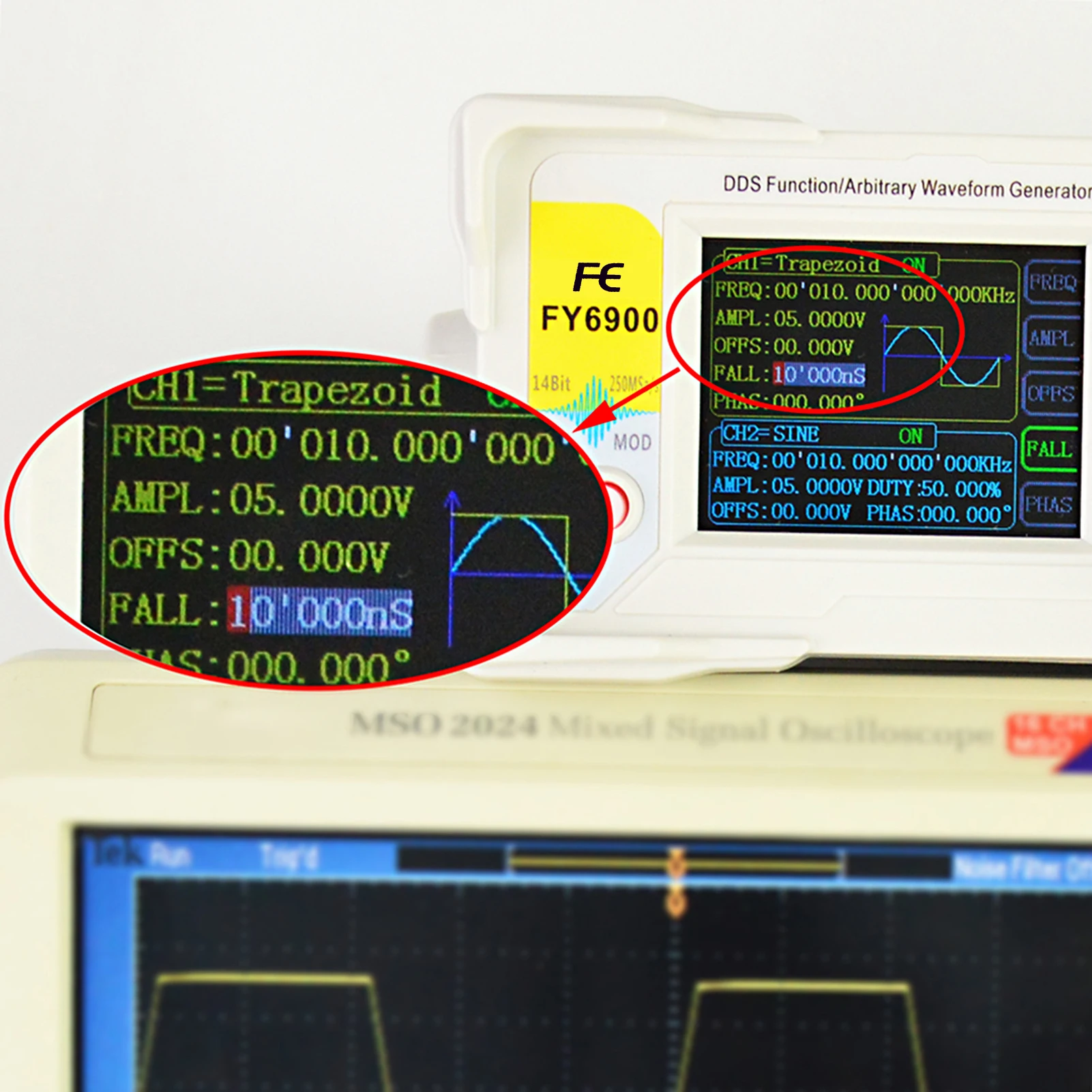 FY6900-100M digital dds gerador de sinal de canal duplo gerador de forma de onda arbitrária fonte de sinal de pulso medidor de frequência - Image 3