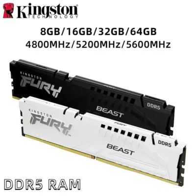 Kingston FURY Beast DDR5 8GB 16GB 4800MHz 32GB 5200MHz 5600MHz 6000MHz 6400MHz Desktop AMD Intel CPU Placa-mãe 288Pin DIMM PC5