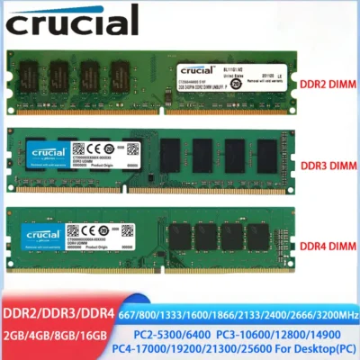 Memória crucial ddr4 ddr3 ddr2 2gb 4gb 8gb 16gb 32gb 3200mhz 2666 2133 2400 1866 1600 1333 667 800mhz pc desktop dimm memória ram