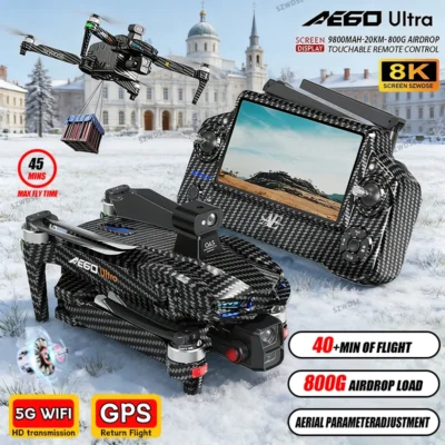 Novo ae60 gps rc drone 8k câmera profissional hd sem escova 3 eixos cardan evitar obstáculos tela grande fpv drones rc quadcopter