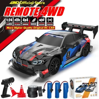 Carro de deriva rc 4wd, veículo de corrida de alta velocidade com controle remoto com luzes led, rádio 2.4ghz, 4x4, caminhão off-road, brinquedo para crianças