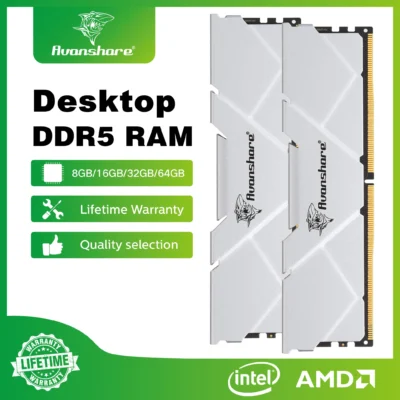 Nova Memória RAM Avanshare 2026 DDR4 DDR5 8GB 16GB 32GB 3200MHz 5600MHz 6400MHz para Computador Desktop Memória de Alto Desempenho