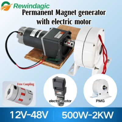 Baixo rpm 3kw 1kw 2kw 800w 12v 24v 48v 3 fases gearlesse gerador de ímã permanente ac alt penartors com redutor de velocidade do motor diy