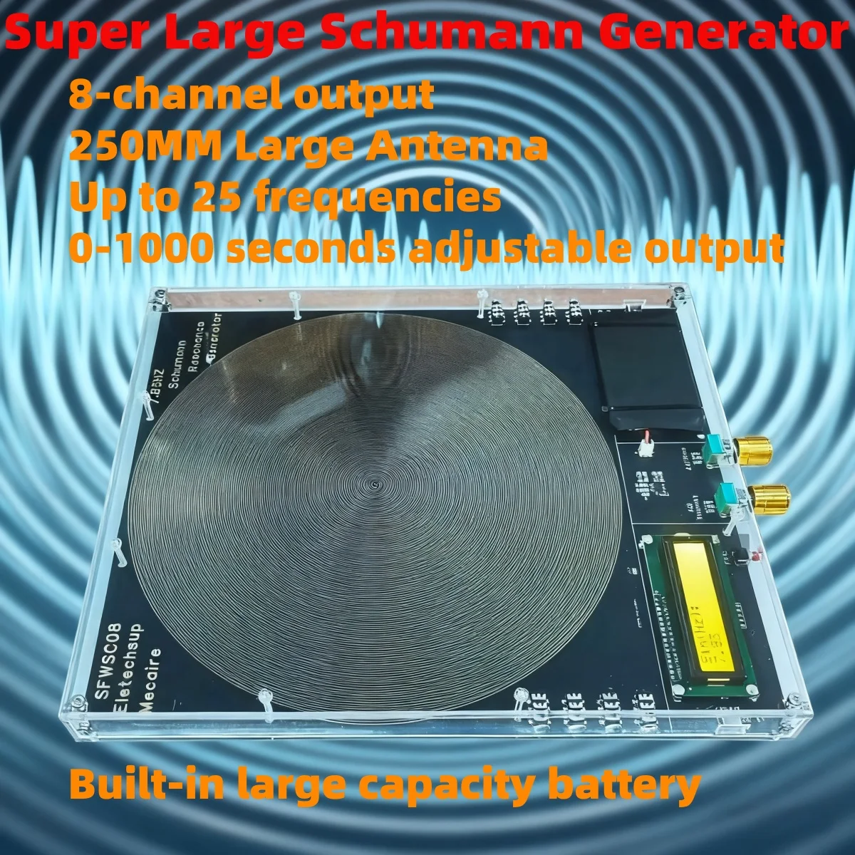 Gerador de sinal de frequência benéfica do corpo humano 8ch grande 0.01-100khz gerador de onda senoidal de pulso 7.83 ressonância schumann - Image 2