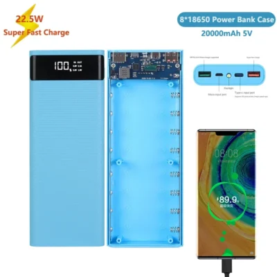 8x18650 duplo usb power bank escudo micro usb tipo c 5v 4.5a caso diy caixa de armazenamento de carga da bateria carga super rápida sem bateria