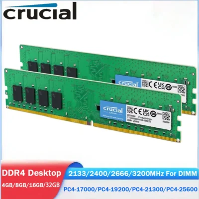 Crucial ram dimm 4gb 8gb 16gb 32gb memoria desktop ddr4 2666 2133 2400 3200mhz PC4-25600 21300 19200 1700 288 pinos 1.2v memória
