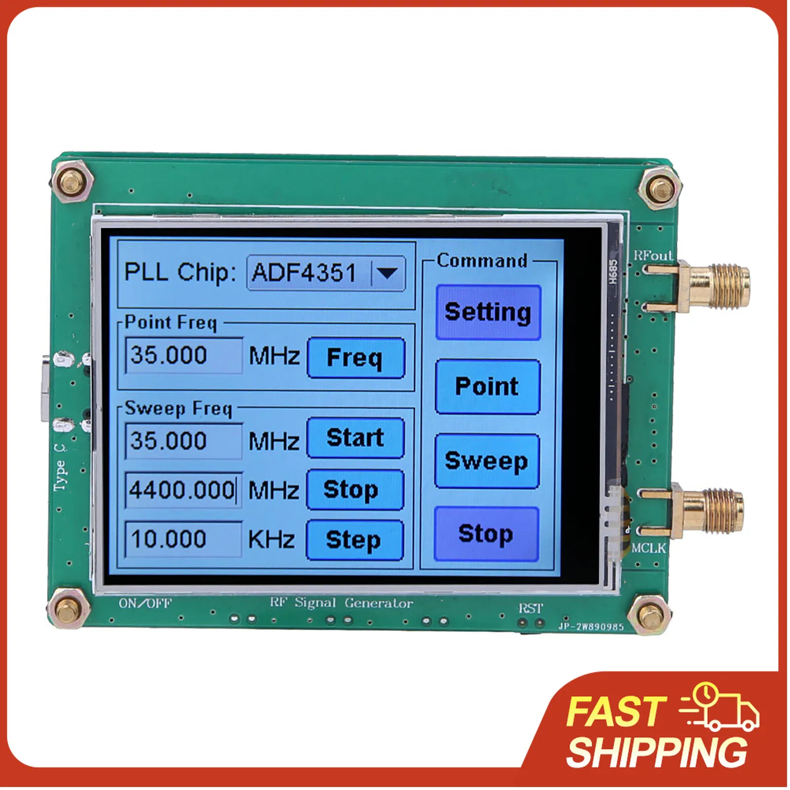 Gerador de Sinal RF de Toque Total ADF4350/4351 35M-4.4GHz com Controle por Software para PC para Equipamentos de Teste Sem Fio e WLAN