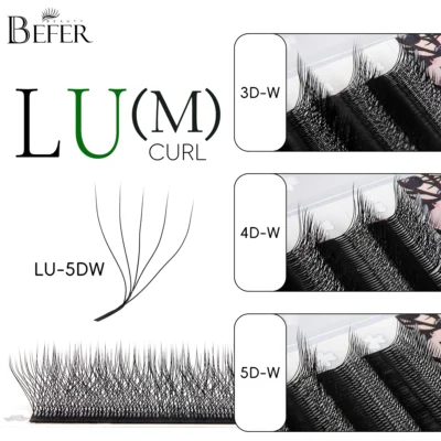 Befer Beauty LU M L Curl Extensões de cílios em forma de W Cilios 3D 4D 5D Extensão de cílios de fibra tecnológica de alta qualidade