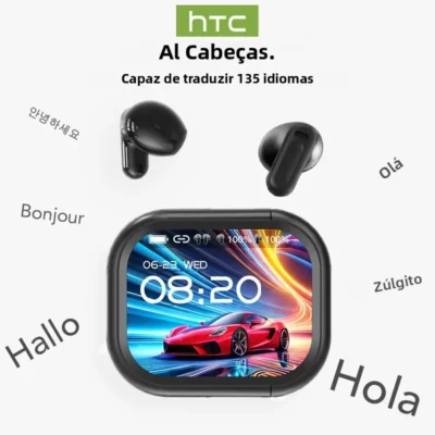 Htc ne20】bluetooth v6.0 fones de ouvido tradutor ai ohs lcd tela toque esporte sem fio hd som estéreo longa vida