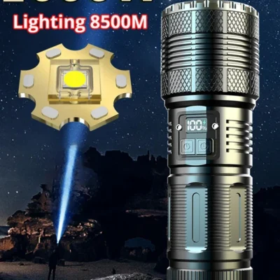 Lanterna LED 10000M USB C recarregável 8000W Flash Light 9900000000 Lanternas LM Power Zoom Lanterna tática bateria 20000mah