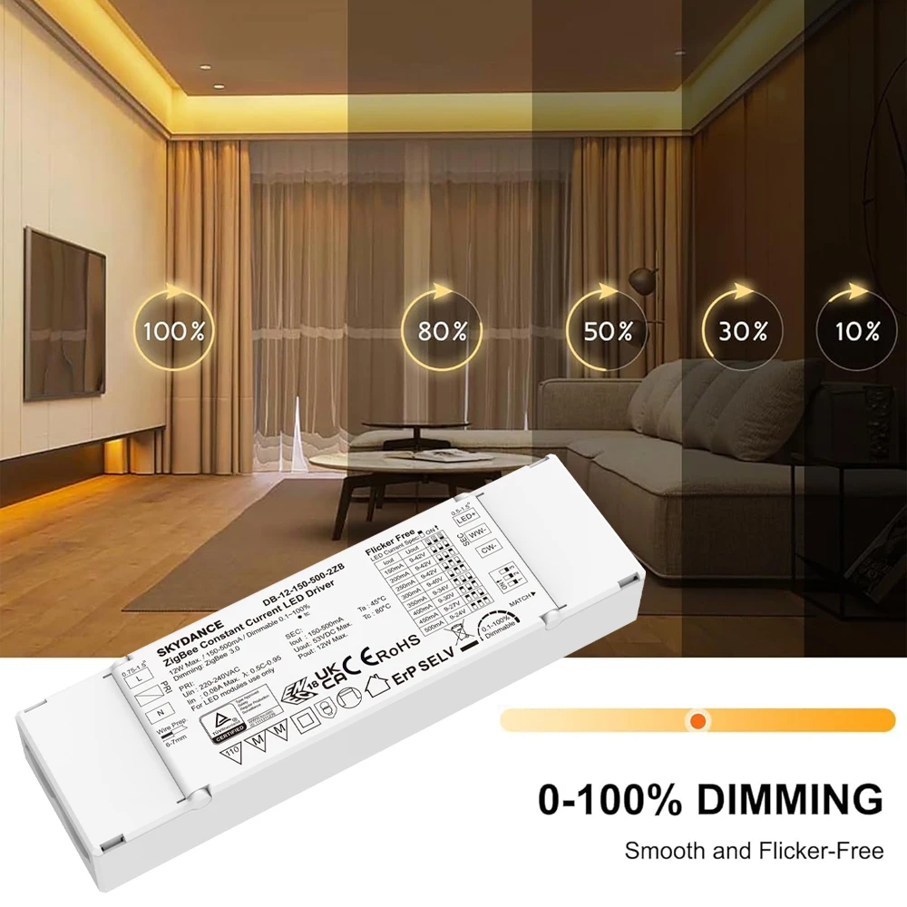 Driver LED CENFAYA 12W ZigBee 3.0 com Controle Inteligente por Voz Alexa via App TUYA, Dimmer de Corrente Constante 150-500mA, Fonte de Alimentação Regulável - Image 2