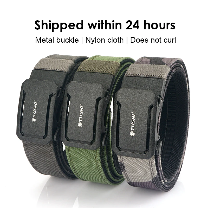 HSSEE Novo cinto militar duro para homens e mulheres cinto tático de nylon ao ar livre apertado fivela de metal fivela automática IPSC cinto de armas cinto casual masculino - Image 6