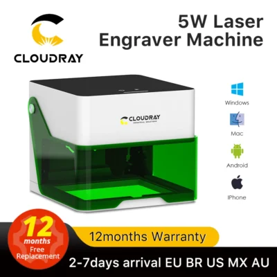 Cloudray gravador a laser bm1 mark impressora cortador máquinas para trabalhar madeira plástico 5w bluetooth mini máquina de marcação de gravação a laser