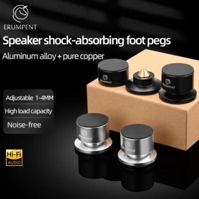 Hifi 4 pçs alto-falante pico suporte pé almofadas misturador de liga de alumínio fibra de carbono ajustável absorção de choque pés pegs para alto-falantes