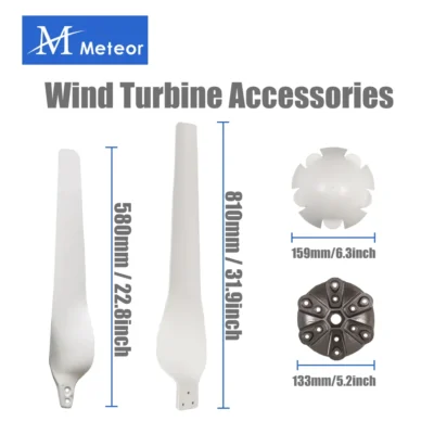 Lâminas de turbina eólica de nylon 580mm 810mm para gerador de turbina eólica horizontal moinho de vento lâminas diy de alta resistência com cubo e capô