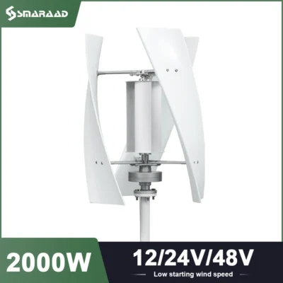 Gerador de Turbina Eólica de Eixo Vertical 2000W, Conjunto Completo, 48V, Saída AC 220V, Kit Residencial com Controlador e Inversor
