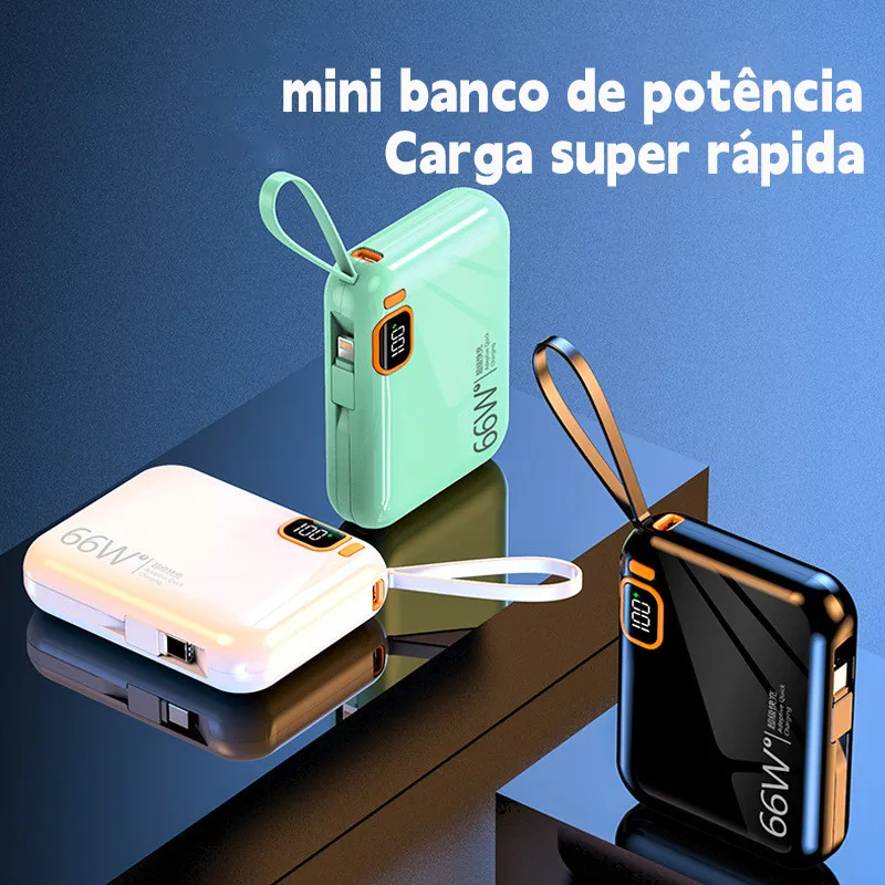 Power Bank 12000mAh Compacto com Carregamento Rápido e Cabo Integrado, Duas Saídas USB para Celular, Ideal para Viagem - Image 6