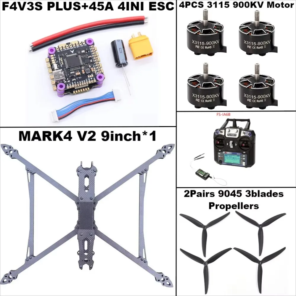 F4V3S/F4V3S PLUS Controle de Voo MARK4 V2 9 polegadas 45/60A 4INI ESC rack drone FPV fibra de carbono PV Racing Drone Quadcopter Freestyle - Image 5