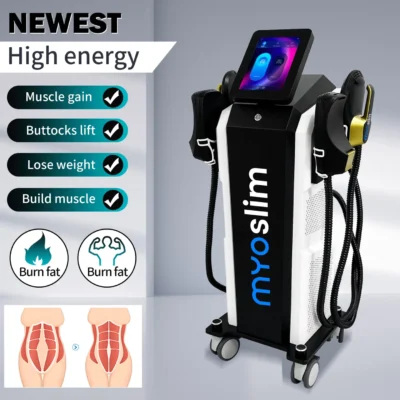 Máquina Profissional de Escultura Corporal RF MYOSLIM, Estimulador Elétrico de Queima de Gordura e Emagrecimento, 15 Tes, 6500W, 5 Manípulos Neo