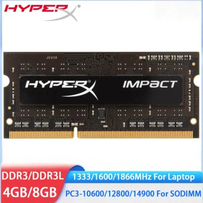 HYPERX Memória Laptop RAM DDR3 DDR3L 8GB 4GB 1600MHz 1866MHz 1333MHz Memória SODIMM 204Pins PC3-12800 14900 10600 Notebook RAMs