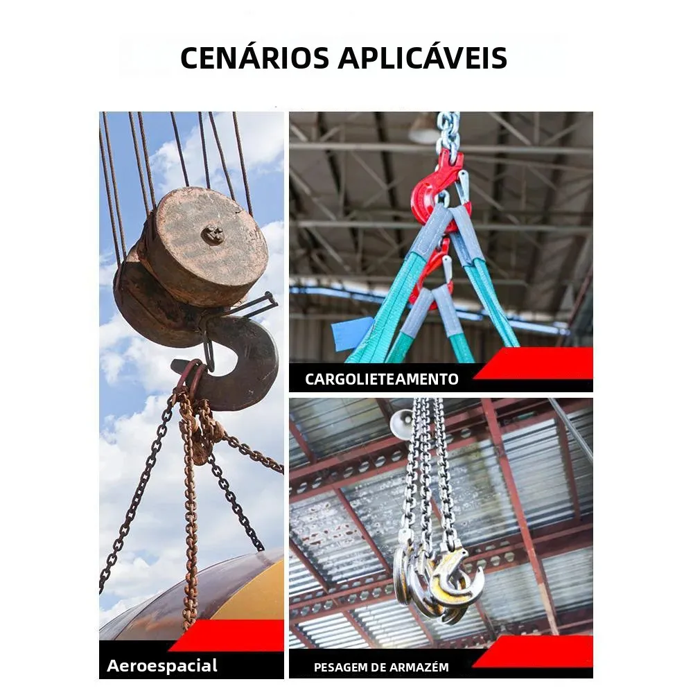 Cintas de Elevação Planas de 2 Toneladas com Ganchos, Conjuntos Completos de Cintas com Mosquetões para Guindaste Móvel - Image 6