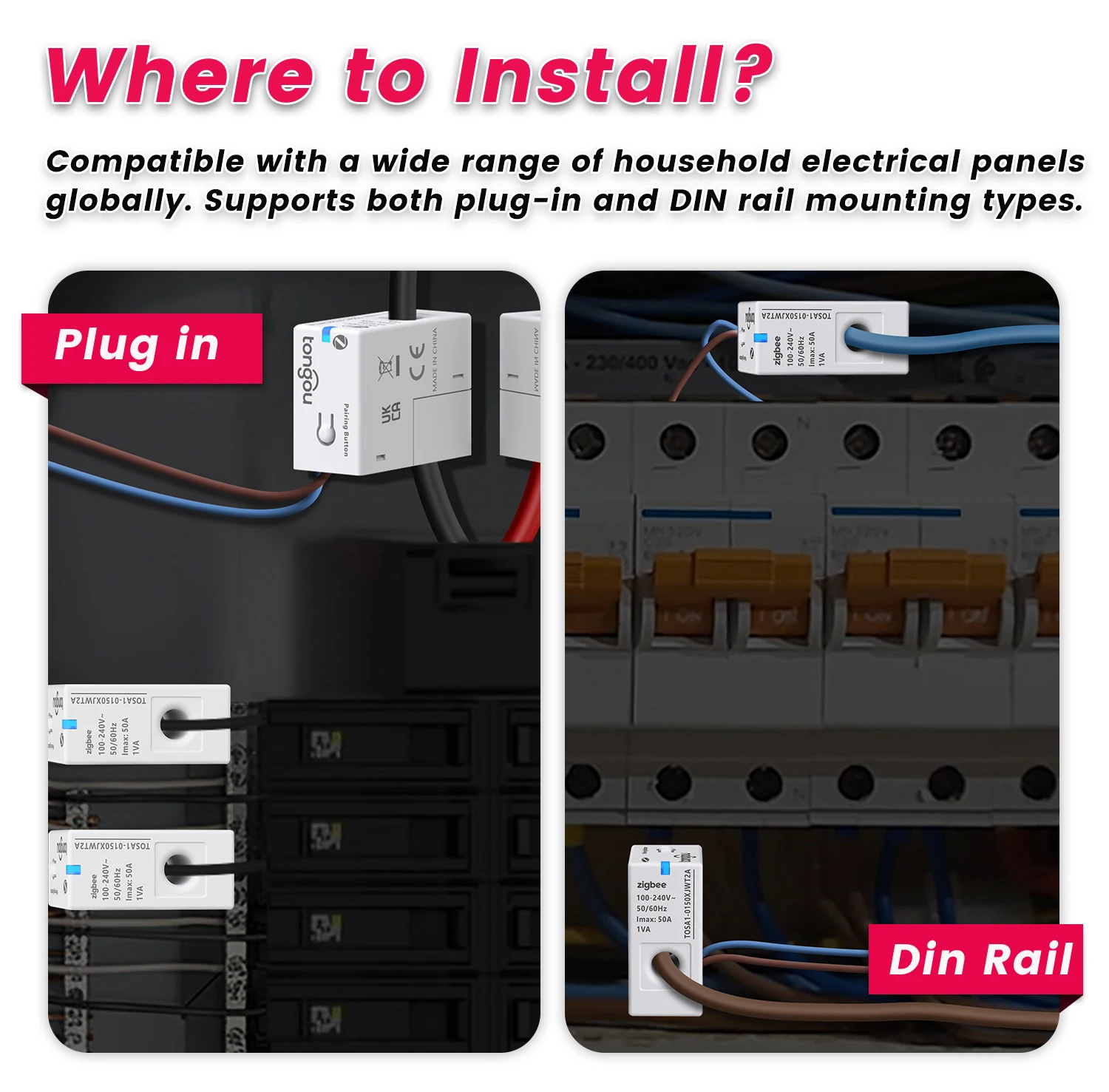 Medidor de energia inteligente Zigbee Tuya 1-50A, monitor de energia em tempo real, funciona com assistente doméstico/vida inteligente, trilho DIN TONGOU - Image 6