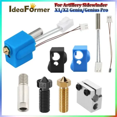 Para artilharia sidewinder x1/x2 genial hotend silicone meia tubo de aquecimento termistor bloco calor vulcão bocal kit extrusora garganta