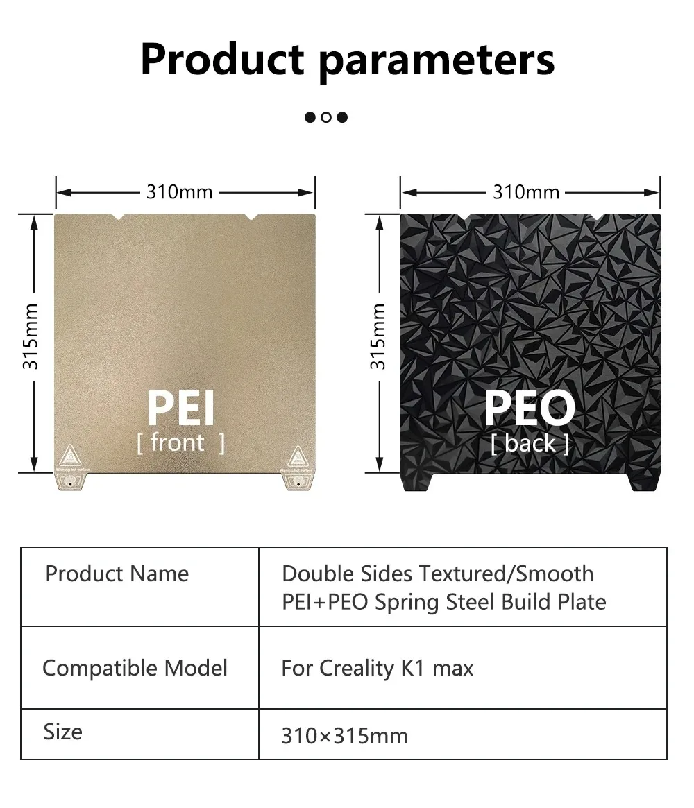 Para creality k1 max placa de construção k1c cama creality k1 placa de construção pet peo pey pei folha 235x235 310x315 ender 3 s1 ender 3 v3 se - Image 5