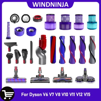 Acessórios para aspirador de pó Dyson V6 V7 V8 V10 V11 V12 V15, escova de rolo macia, filtros laváveis, substituição da cabeça da escova de rolo