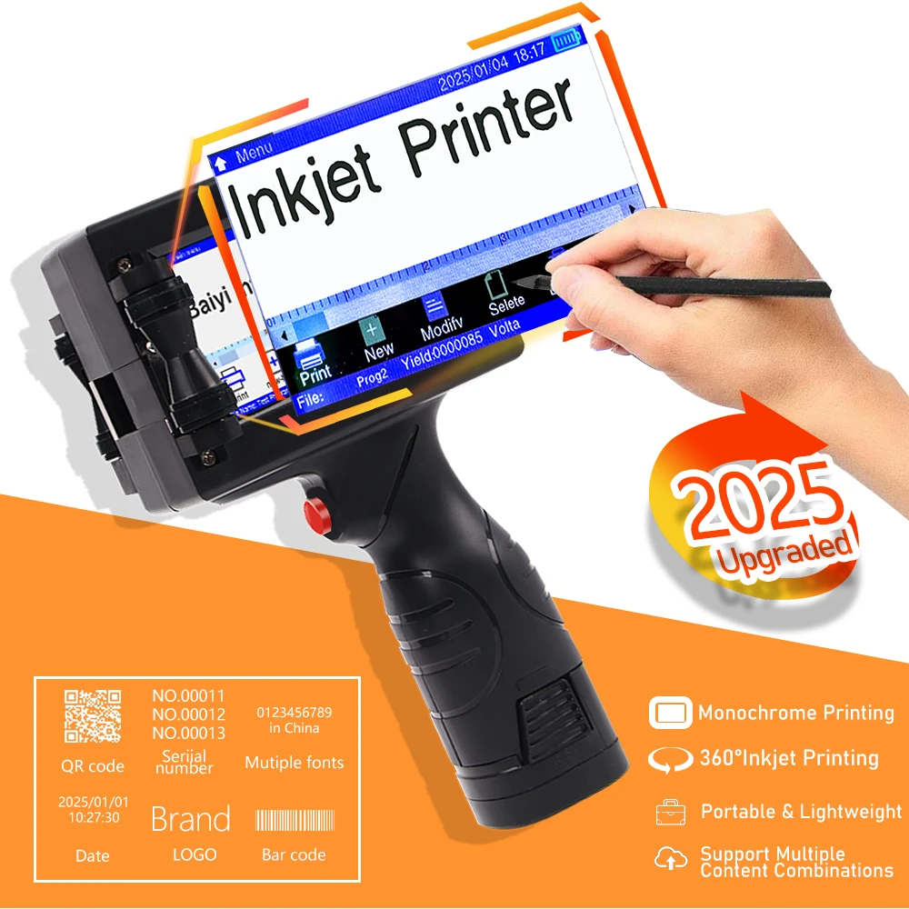 Impressora jato de tinta portátil data número do lote logotipo imagem palavra barocde qr código máquina de codificação a jato de tinta - Image 2