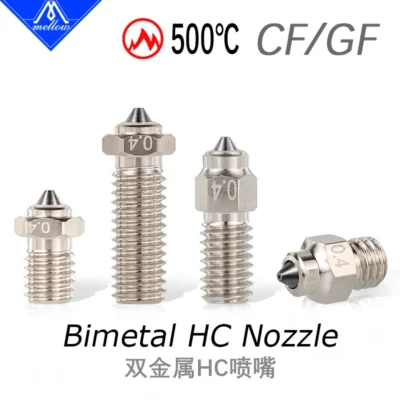 Mellow dlc aço endurecido e cobre resistente ao desgaste bimetálico hc bocal para v6/vulcão/mk8 hotend netuno4 k1 bocal impressora 3d