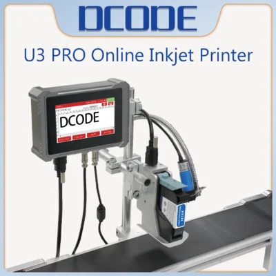 Dcode u3pro 12.7mm bico on-line impressora jato de tinta industrial tij número texto qr símbolo código de barras data de expiração logotipo impressora