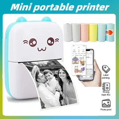 Impressora térmica portátil mini gato impressão foto bolso impressora de etiquetas térmicas 58mm impressão sem fio bluetooth android ios impressoras