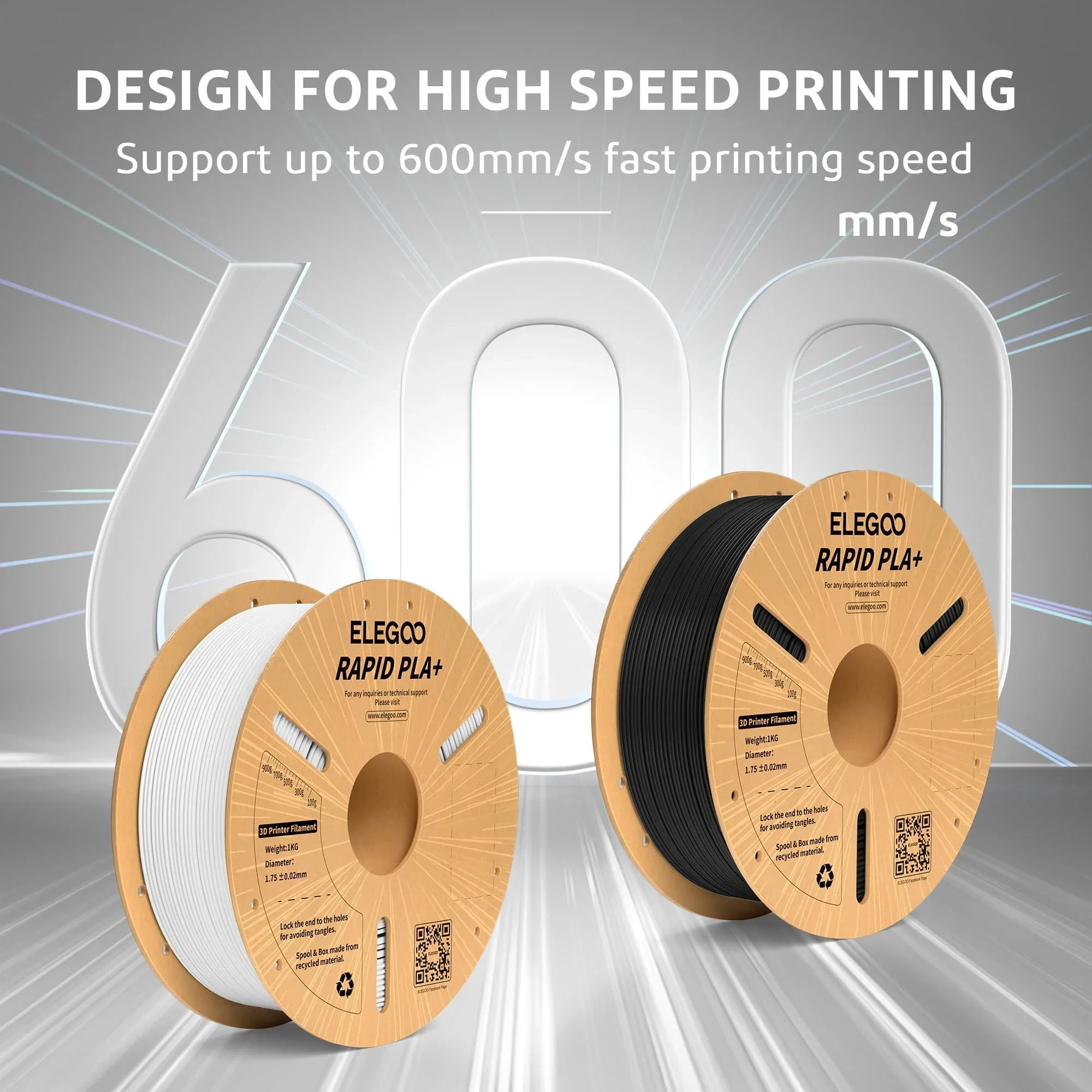 ELEGOO 2KG/4KG/5KG/10KG RÁPIDO PLA + Filamento 1,75mm Preto Branco Cinza Para UE EUA - Image 4