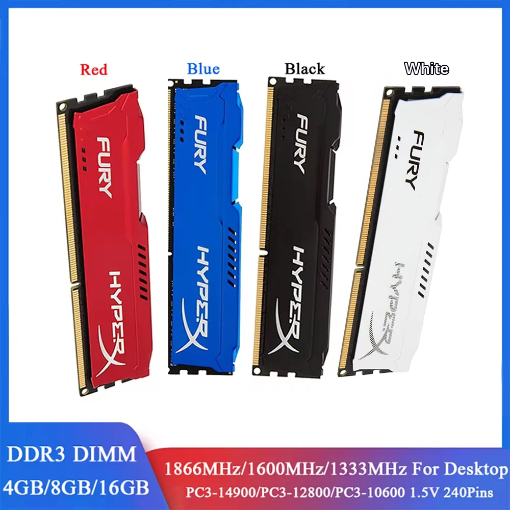 DDR3 Desktop Memory Module, 8GB, 4GB, 1866MHz, 1600MHz, 1333MHz, 240 pinos, 1.5V, 14900, 10600, DIMM