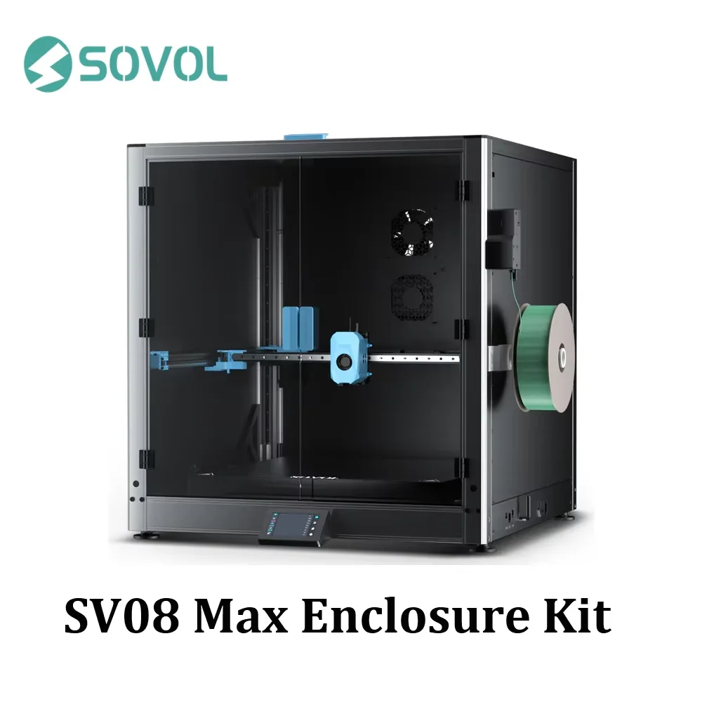 Gabinete aberto de metal e vidro temperado Sovol com corrente de arrasto e ventilador de filtro para Sovol SV08 MAX