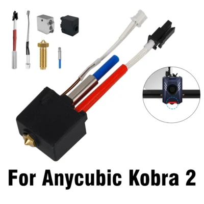 Para anycubic kobra 2 hotend 24v 60w garganta para kobra 2 hotend bico termistor bloco de calor bocal haste aquecimento tubo telfon