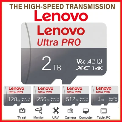 Cartão de Memória Micro Flash SD Extreme da Lenovo 128GB TF Flash Cards 1TB 512GB 256GB A2 U3 V30 SD para Celular Xiaomi e Computador